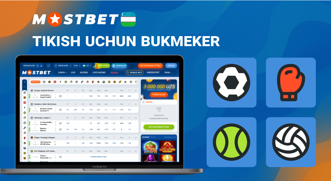 Mostbet sport tikish va koeffitsientlar